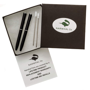 NarwhalCo Set of 2 Black Small Pens (3.35") - Pens Wallet :: Narwhal Company