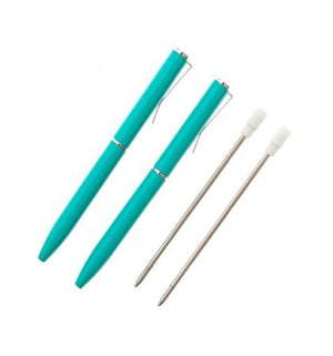 NarwhalCo Set of 2 Teal Small Pens (3.35") with Black Ink - Pens Wallet :: Narwhal Company